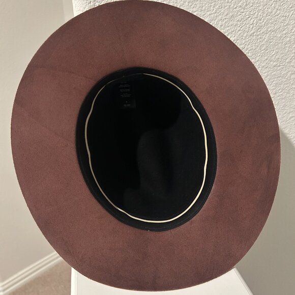 Rag & Bone Floppy Leather Brim Fedora Burgundy and Black Hat Size S - Picture 7 of 10